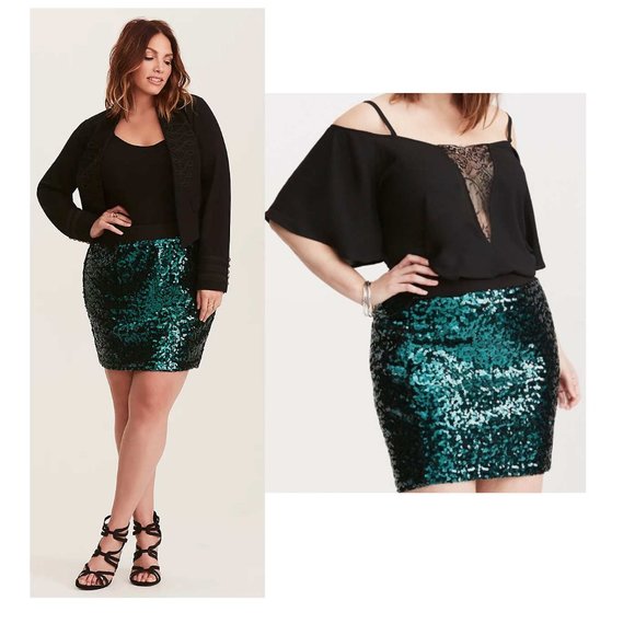 torrid Dresses & Skirts - Torrid Sequin Mini Pull-on Skirt, Size 00X Green
